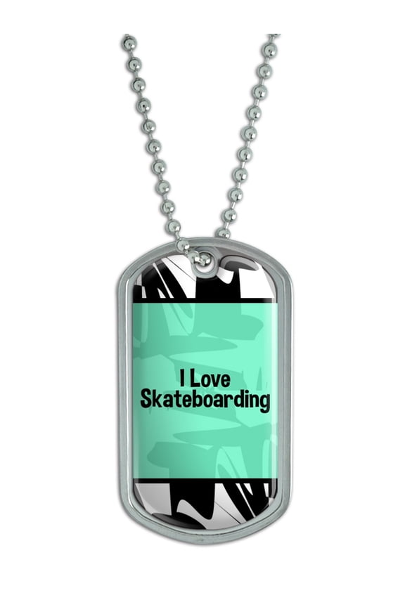 I Love Heart Sports Hobbies - Skateboarding - Dog Tag