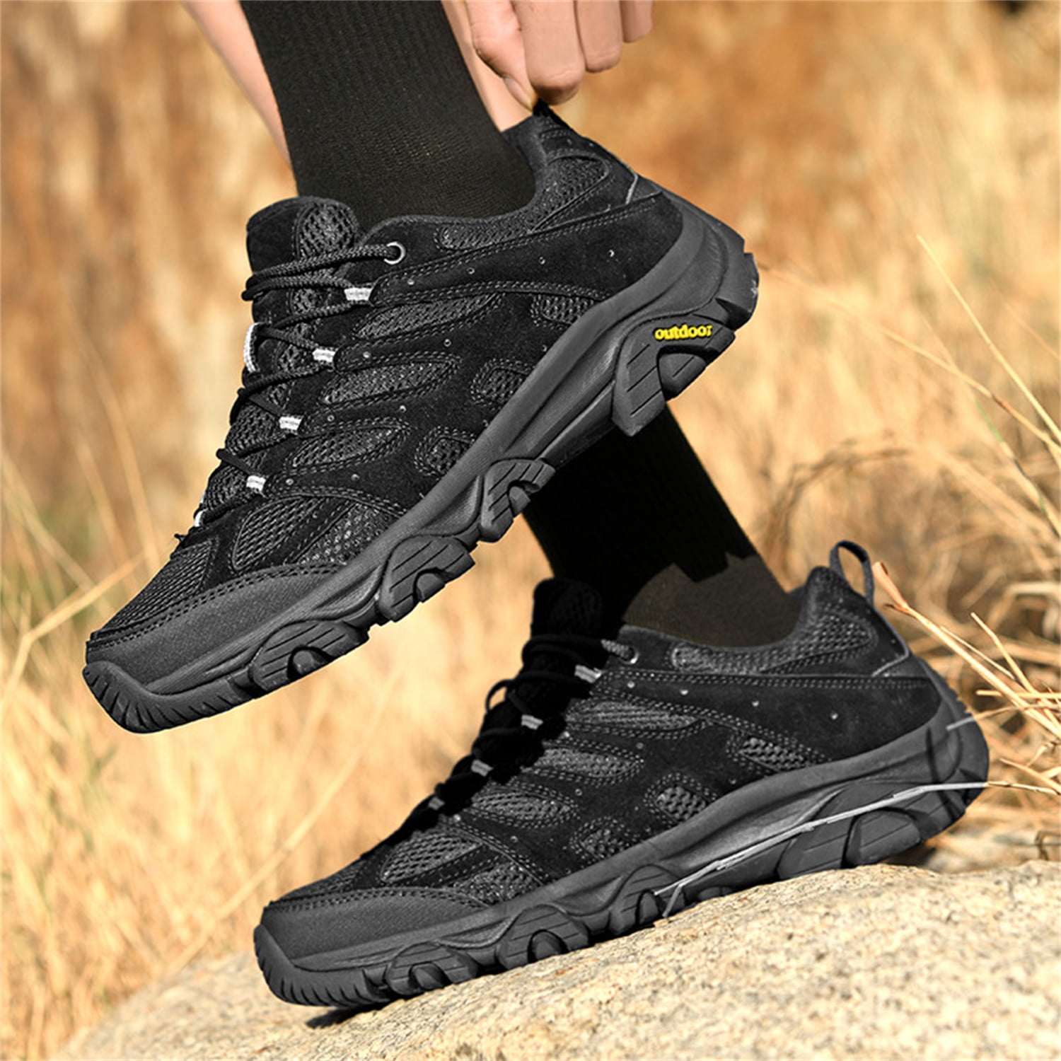 YOURDIARY Mens Gym Shoes Thick Sole Lace-Up Hiking Shoes Sports Running Sneakers