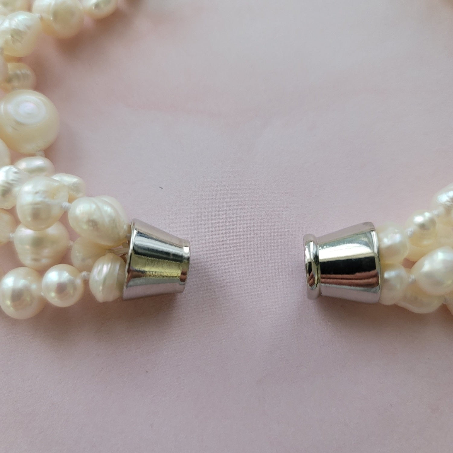 Beautiful Baroque Multi Layer Freshwater Pearl Strand Necklace with Magnetic Clasp