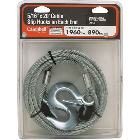 

Campbell 5-16 In. x 20 Ft. x 1960 Lb. Tow Cable 5977920 5977920 713344