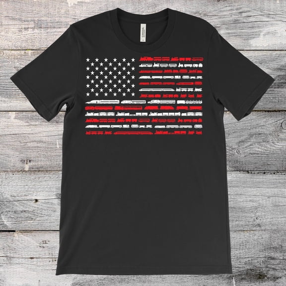 Trenditee Unisex Patriotic Vintage Train Graphic Comfort Colors Crew Neck T-Shirt
