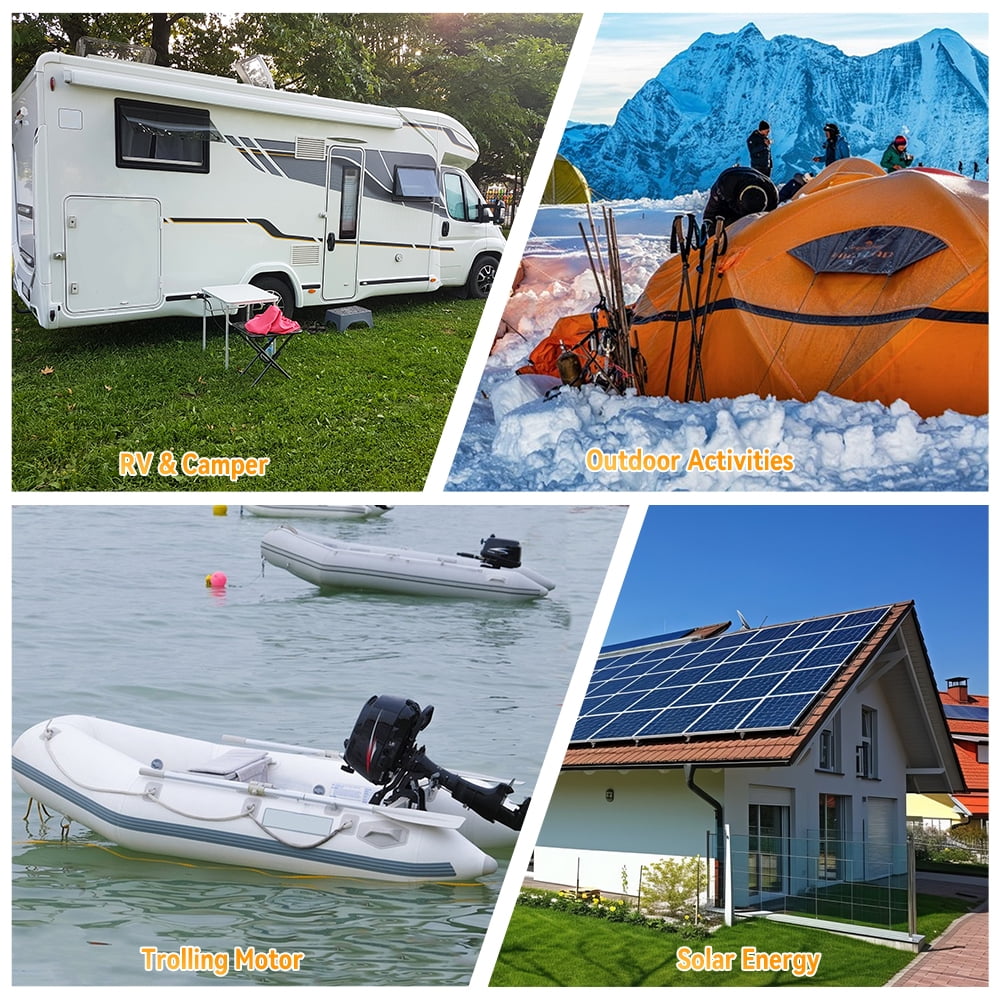 4Pack 12V 100AH LiFePO4 Battery with a Charger,for RV,Trolling Motors,Van,Marine,Boat,Home Energy,Deep Cycles Lithium Battery,Built in 100A BMS