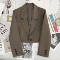 thumbnail image 1 of Blazer blanco corto de moda para mujer, otoño 2023, blazer de oficina de un solo botón, chaquetas cortas coreanas de manga larga para mujer., 1 of 6