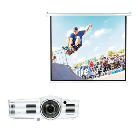 Optoma GT1080Darbee 1080p Short-Throw Gaming Projector & Pyle PRJELMT106 Motorized Projector Screen