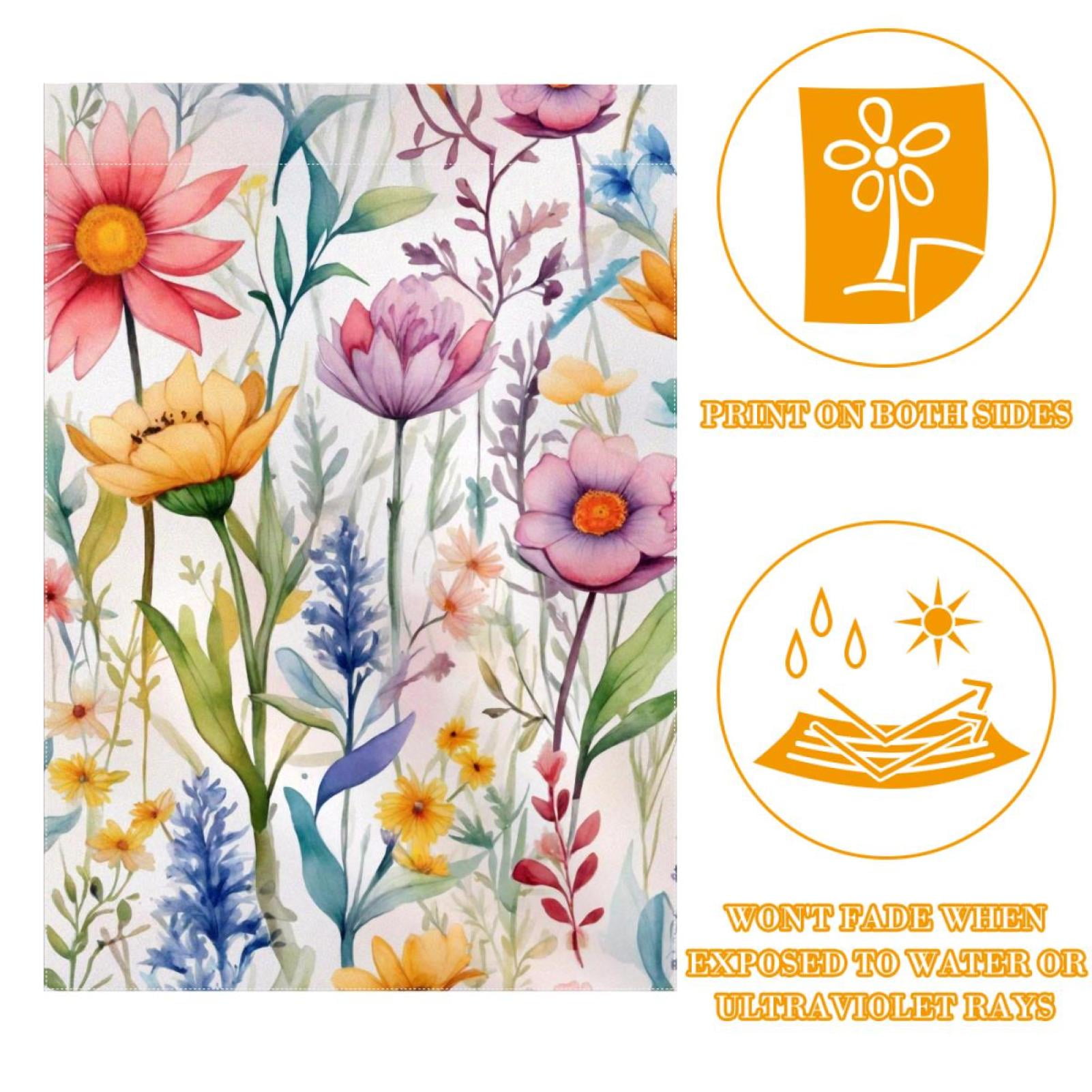 Welcome Colored Flowers Abstract Branches Garden Flag, Vertical Double Sided Small House Flag, Yard Farmhouse Outdoor Deck Veranda Lawn Decor 28x40 Inch