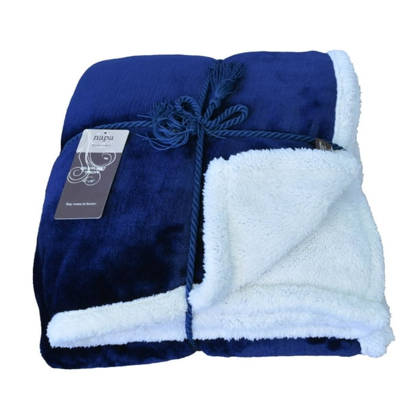 Napa Super Soft Micro Mink Fleece Sherpa Bed Throw TV Blanket 50" x 60" Reversible
