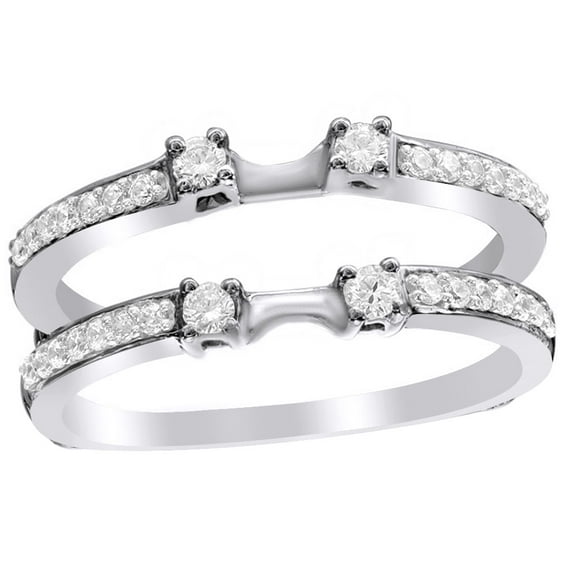 White Natural Diamond Solitaire Enhancer Ring in 10k White Gold (0.33 Cttw)
