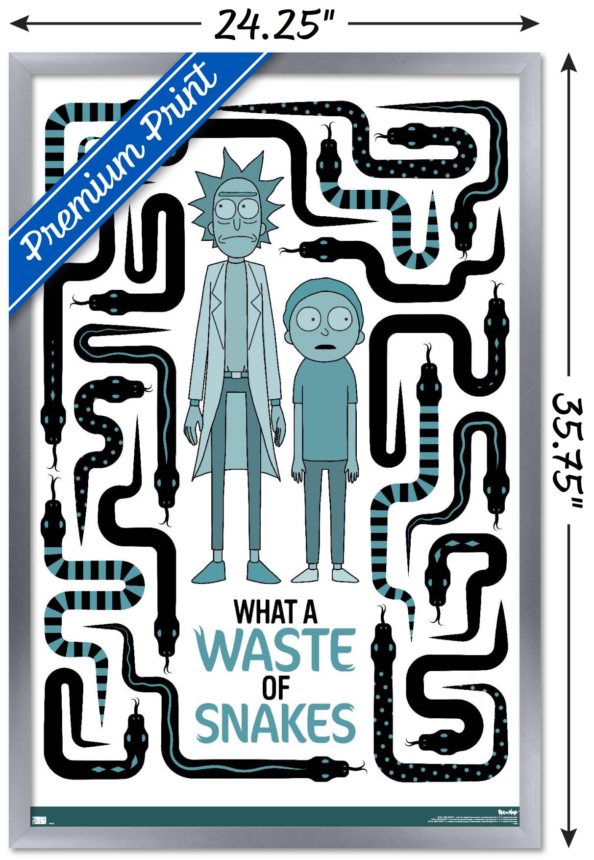 Rick and Morty - Waste of Snakes Wall Poster, 22.375" x 34", Framed