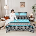 thumbnail image 4 of Feelyou Blue Mandala Flower Twin Comforter Sets, Boho Retro Damask Bedding Set, 2-Piece, 4 of 8