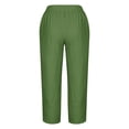 thumbnail image 5 of XPMWRP Summer Pants for Women Casual Wide Leg Drawstring Elastic Waist Solid Color Capris Crop Pants with Pockets Green XXXXXL, 5 of 5