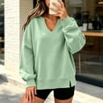 thumbnail image 2 of Horkkom Sweatshirt for Women V Neck Long Sleeve Pullover Sweatshirts Soft Comfy Oversized Sweatshirt, S-2XL, 2 of 7