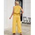 thumbnail image 6 of Women's Linen 2 Piece Outfits Sleeveless Ruffle Top Wide Leg Pants Summer Loungewear Beach Travel Sets, 6 of 11