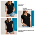 thumbnail image 3 of Blusa con escote recortado Color liso Manga de pétalo hueca Blusa recortada Top para mujer Verano, 3 of 8