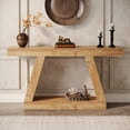 thumbnail image 2 of Finmind 55-Inch Farmhouse Console Table，2-Tier Wooden Entryway Table for Hallway, Natural, 2 of 7