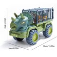 thumbnail image 4 of Juguete de camión de dinosaurio para niños, juguetes de transporte de dinosaurios con 15 figuras de dinosaurios, 1 huevo de dinosaurio y árboles, reutilizable, de gran tamaño, transportador de vehícul, 4 of 10