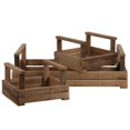 thumbnail image 1 of Urban Trends Collection 44708 Wood Rectangular Tray with Long Side Handles, Natural Finish - Brown - Set of 3, 1 of 1