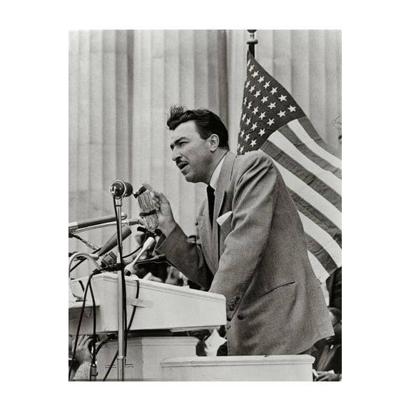 8x12 Photo-Adam Clayton Powell Jr,African American Civil Rights,Microphone,American Flag