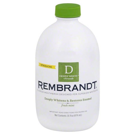 Rembrandt Whitening Mouthwash With Fluoride Plus Peroxide Fresh Mint 16 oz