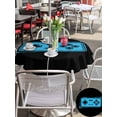thumbnail image 6 of Outdoor Tablecloth with Umbrella Hole Zipper Blue Game Handle Round Tablecloth 54" Waterproof Outside Table Cloth Video Gamer Console Earphones Black Patio Table Cover Tablecloths for Picnic Party, 6 of 8