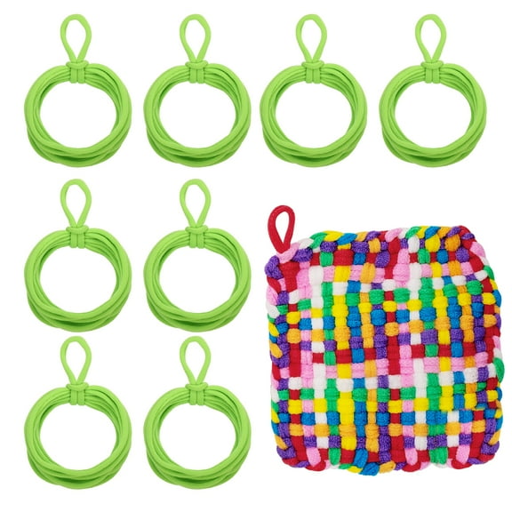 Uxcell 50 Pcs Potholder Loom Refill Loops, Elastic Potholder Weaving Refill Loops Knitting Kit Supplies in Rainbow Colors for Girls DIY Crafts 7" Weaving Loom, Light Green