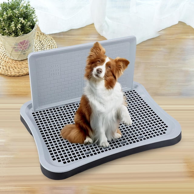 Bandeja de inodoro para entrenamiento de mascotas Mantenga las patas y los pisos limpios Cachorro Pee Pad Orinal Desmontable Enrejado Anti Salpicadura Negro Salvador Baño de perros