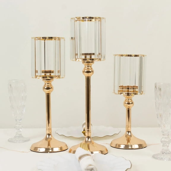 Crystal Pendant Hurricane Candle Holders