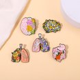 thumbnail image 4 of Broche de cerebro rosa, hueso, pecho, pulmón, insignia de metal, órganos humanos, flores, antiluz, 4 of 6