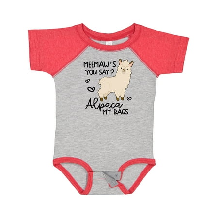 

Inktastic Meemaw s You Say Alpaca My Bags Gift Baby Boy or Baby Girl Bodysuit