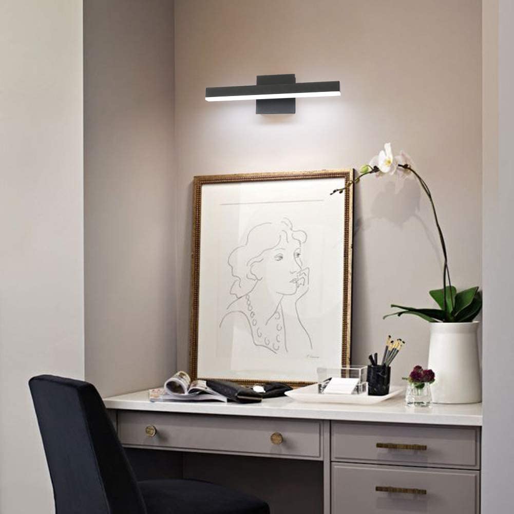 RGHJAR-15.75 inch Modern Black Vanity Light LED Bathroom Vanity Light Fixtures Black Wall Light for Bathroom (White Light)