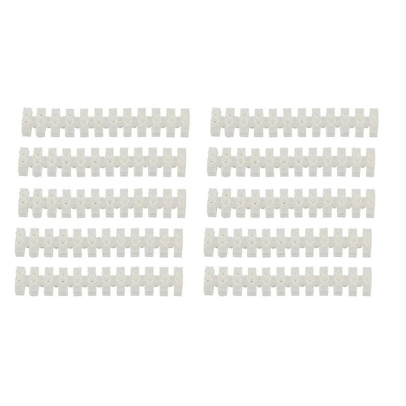 10PCS Hard Plastic 12-Position Wire Connector Barrier Terminal Strip Block 10A(White)