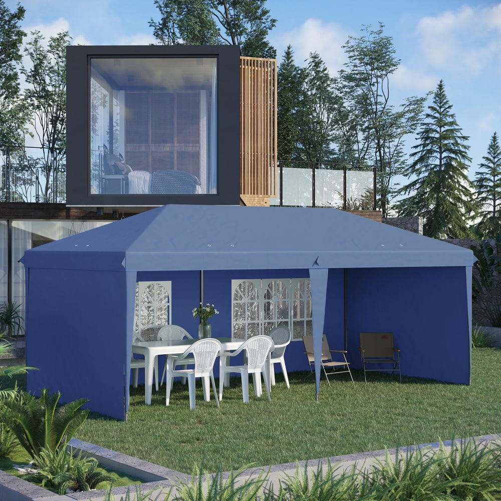 10' x 20' Pop Up Canopy Tent: Heavy-Duty Instant Gazebo with 4 Sidewalls. Ideal for Outdoor Parties, Garden Events, and Patios. Includes Carry Bag for Easy Transport (Blue).