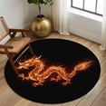 thumbnail image 2 of Round Rugs 5 Ft, Dragon Flames Non Slip Area Rugs for Kitchen Bedroom Entryway, Orange Dragons Abstract Modern Art Washable Carpet Runner Rug Floor Mats for Bedroom Home Decor, 2 of 8
