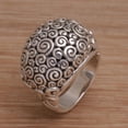 thumbnail image 2 of NOVICA Artisan Handmade .925 Sterling Silver Dome Ring Artisan Jewelry Domed 'Cloud Bubble', 2 of 9
