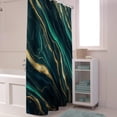 thumbnail image 3 of Shower Curtain Green Marble Shower Curtains for Bathroom Decor Gold Edge Texture Shower Curtain Sets with Hooks Waterproof Fabric Bath Curtain Standard 72" X 72", 3 of 4