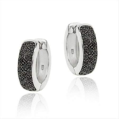 - Black Diamond Accent Huggies Hoop Earrings