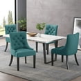 thumbnail image 2 of GDF Studio Maggie Contemporary Tufted Dining Chairs, Set of 4, Dark Teal Fabric and Espresso, 2 of 9