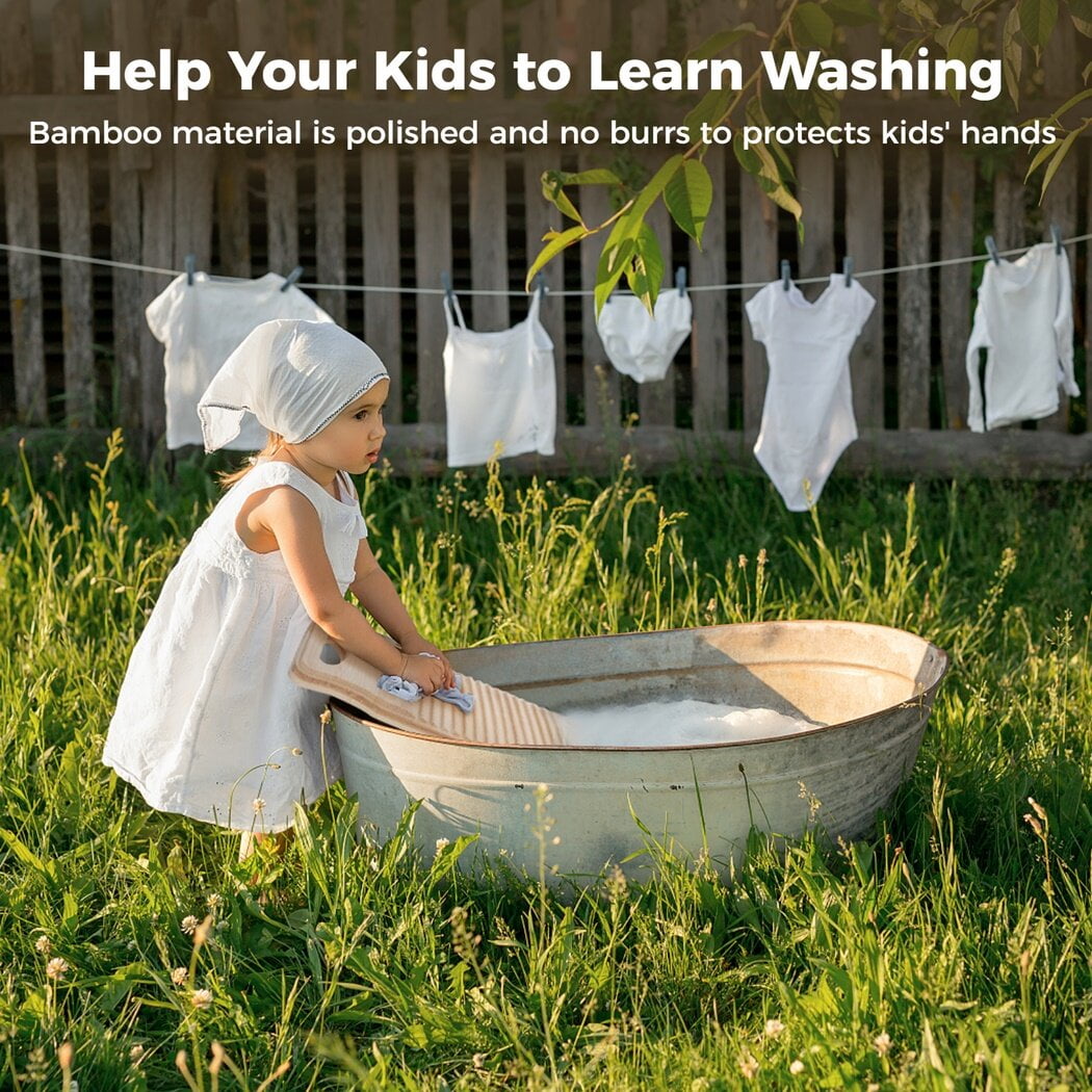 awagas 20x7 Natural Bamboo Washboard Laundry Washboard Hand Washing Board,Washing Clothes Board Old Fashioned Hand Wash Board for Shirts Underwear
