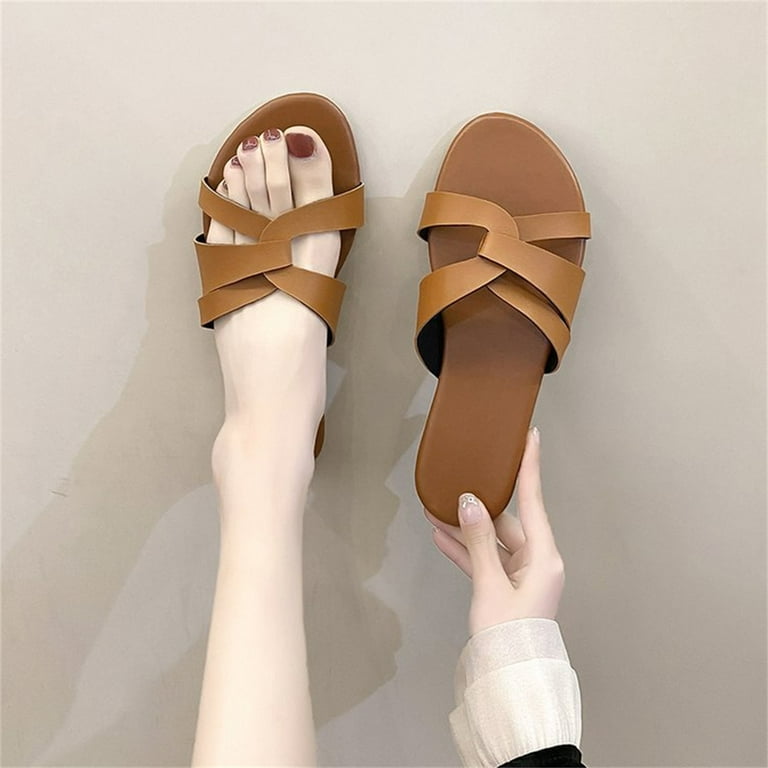Women Flat Sandals Criss-Cross Open Toe Wide Elastic Strap Fashion Summer  Shoes : : Clothing, Shoes & Accessories