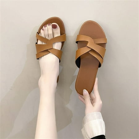 

Women s Slide Sandals Dressy- Bohemian Slip On Flat Sandals Cute Low Wedge Flip Flop Thong Summer Open Toe Slippers Shoes