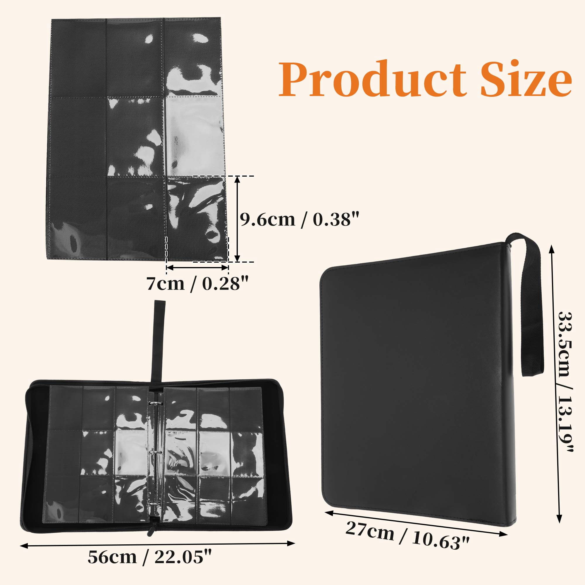 Unique Bargains Card Binder 9 Pockets 50 Pages 900 Card Capacity Zip Album