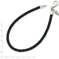 thumbnail image 3 of Sterling Silver Reflections Black Leather Bead Bracelet (7.5 X 3) Made In Thailand qrs983-7.5, 3 of 5