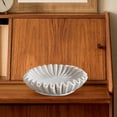 thumbnail image 2 of OYIGU 5.9 Inches Ruffled Decorative Bowl, Fluted Ruffle Bowl, White Ruffled Marble Bowl, Decorative Scalloped Bowl, Fruit Bowl, Scallop Bowl, Modern Decorative Objects for Coffee Table Decor, 2 of 4