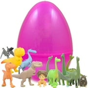 Jumbo Glittered Easter Egg With Good Dinosaur Figurines - Ready To Hide - Our Durable Eggs Are Easy To Open, Hard To Break - Use Them Again As Party Favors, Pinata Stuffers and Easter Basket Fillers
