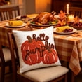thumbnail image 3 of AURIGATE Pumpkin Pillow Cover, 17.7 in Canvas Living Room Sofa Festival Bow Decoration Cushion Case for Halloween Thanksgiving Home Decor, 3 of 8