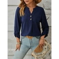 thumbnail image 3 of Women'S Shirts Loose Fit Lantern Long Sleeve Ladies Blouses Smocked Cuff Business Work Fall Tops Royal Blue XXL Royal Blue, 3 of 8