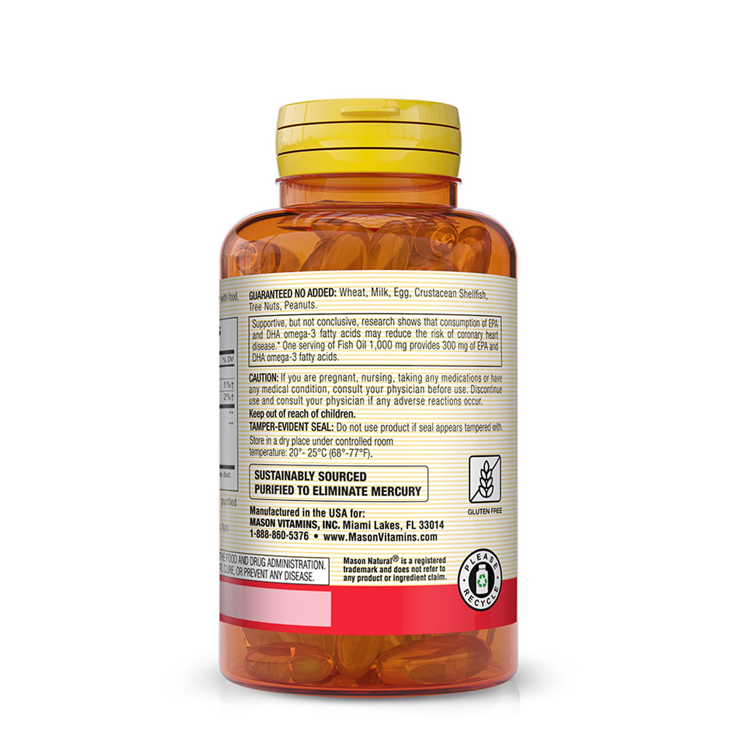 (3 pack) Mason Natural Fish Oil 120 Softgels for Healthy Heart and Cardiovascular Support