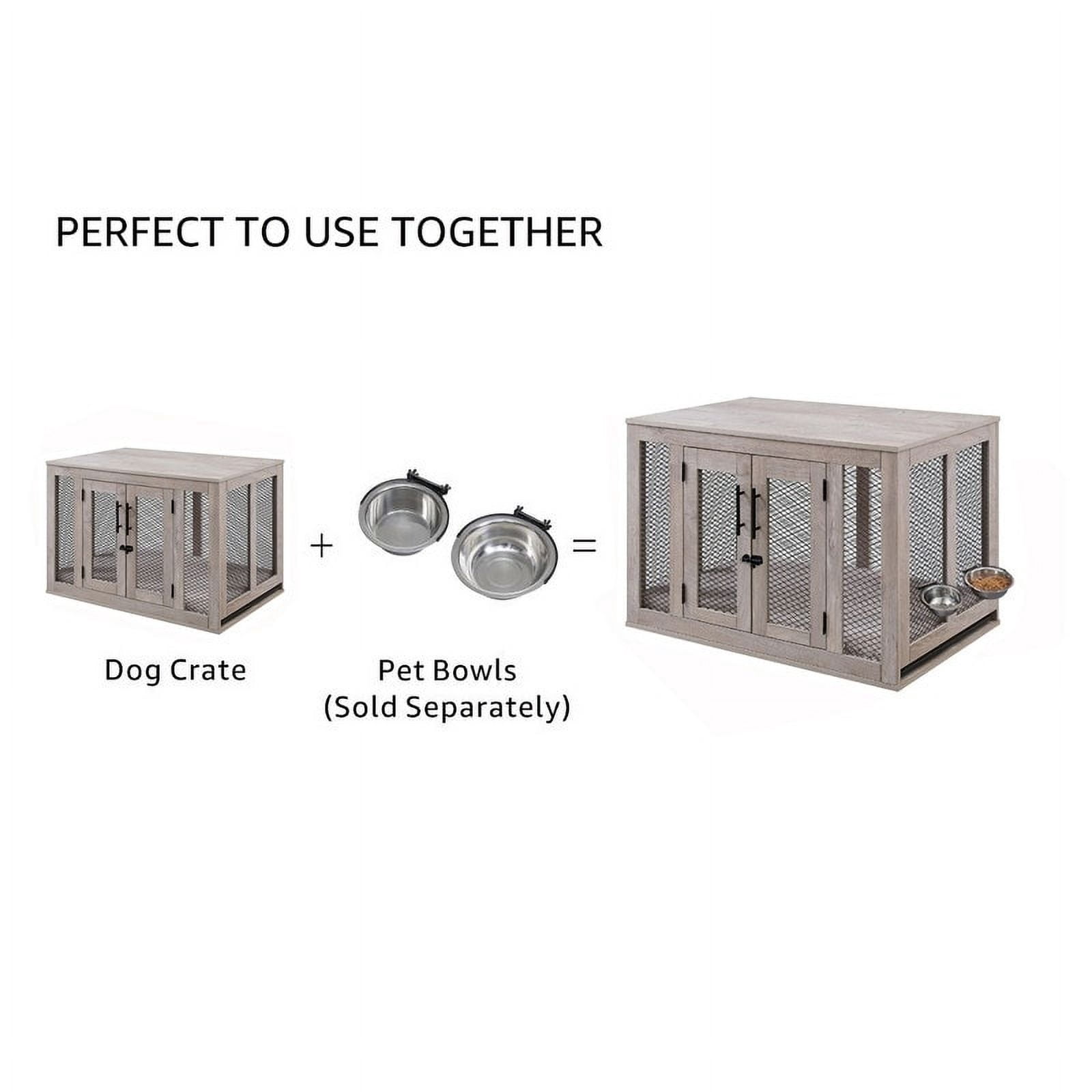 Unipaws Furniture Style Dog Crate with Tray,Wooden Dog Kennel Mesh Dog House Small Size