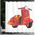 thumbnail image 3 of Ambesonne Vintage Shower Curtain, Hippie Urban Scooter, 69"Wx84"L, Red Orange, 3 of 4