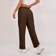 thumbnail image 7 of Lenpel Cargo Pants for Women Elastic High Waisted Pull on Straight Leg Casual Pants Loose Streetwear Trousers with Pockets(Brown,Large), 7 of 7