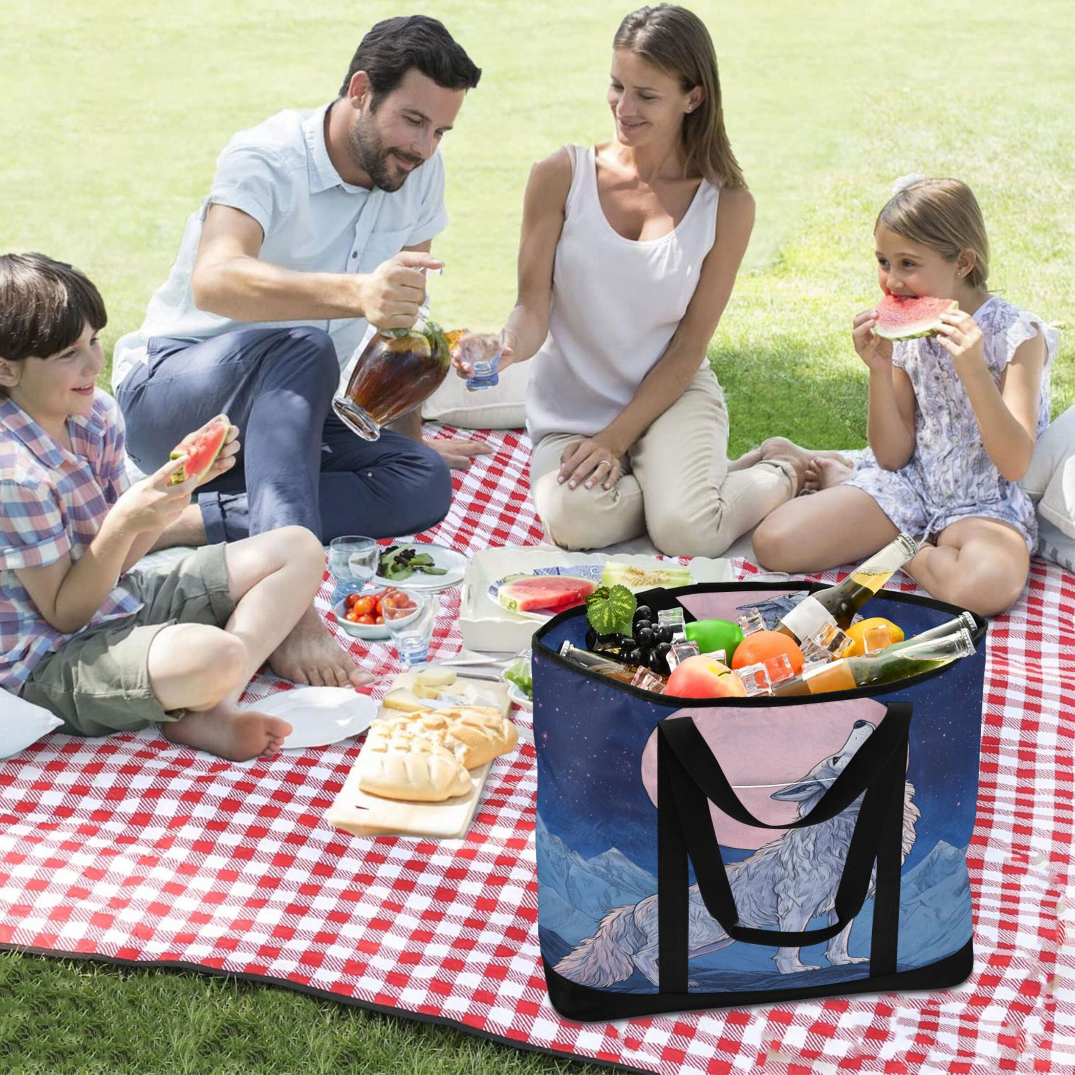 Large Hand-held Ice Pack Picnic Bag Insulation and Refrigeration Suitable for Shopping Picnics and Camping Roaring Wolf